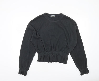 Womens UK Size 12 Zara Black Cropped Blouse