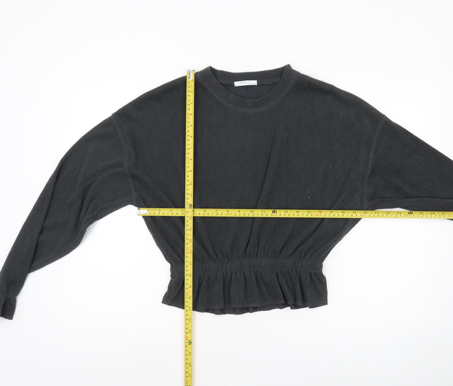Womens UK Size 12 Zara Black Cropped Blouse