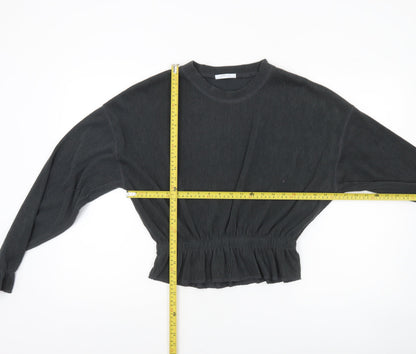 Womens UK Size 12 Zara Black Cropped Blouse