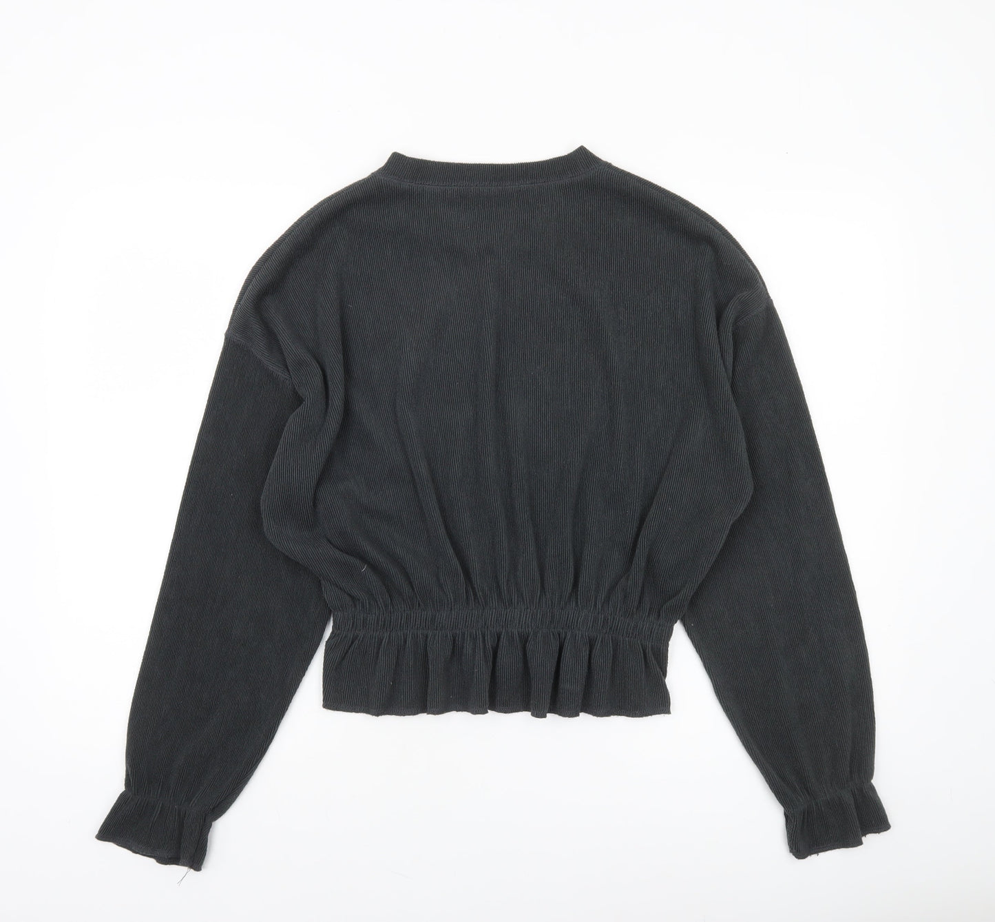 Womens UK Size 12 Zara Black Cropped Blouse