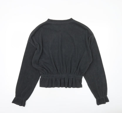 Womens UK Size 12 Zara Black Cropped Blouse
