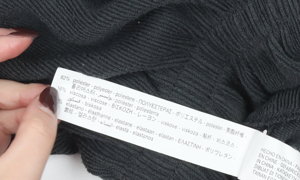Womens UK Size 12 Zara Black Cropped Blouse