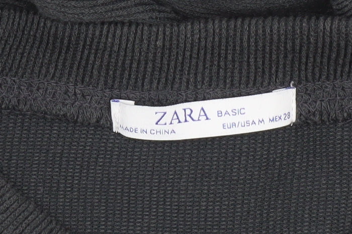 Womens UK Size 12 Zara Black Cropped Blouse