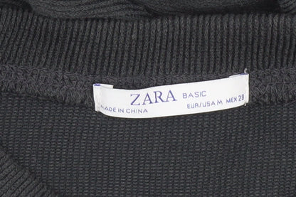 Womens UK Size 12 Zara Black Cropped Blouse