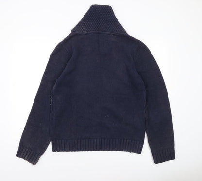 Hilfiger Denim Men's Blue Cotton Shawl Collar Pullover Jumper M