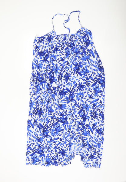 Dunnes Stores Womens Blue Floral Viscose Slip Dress Size 20
