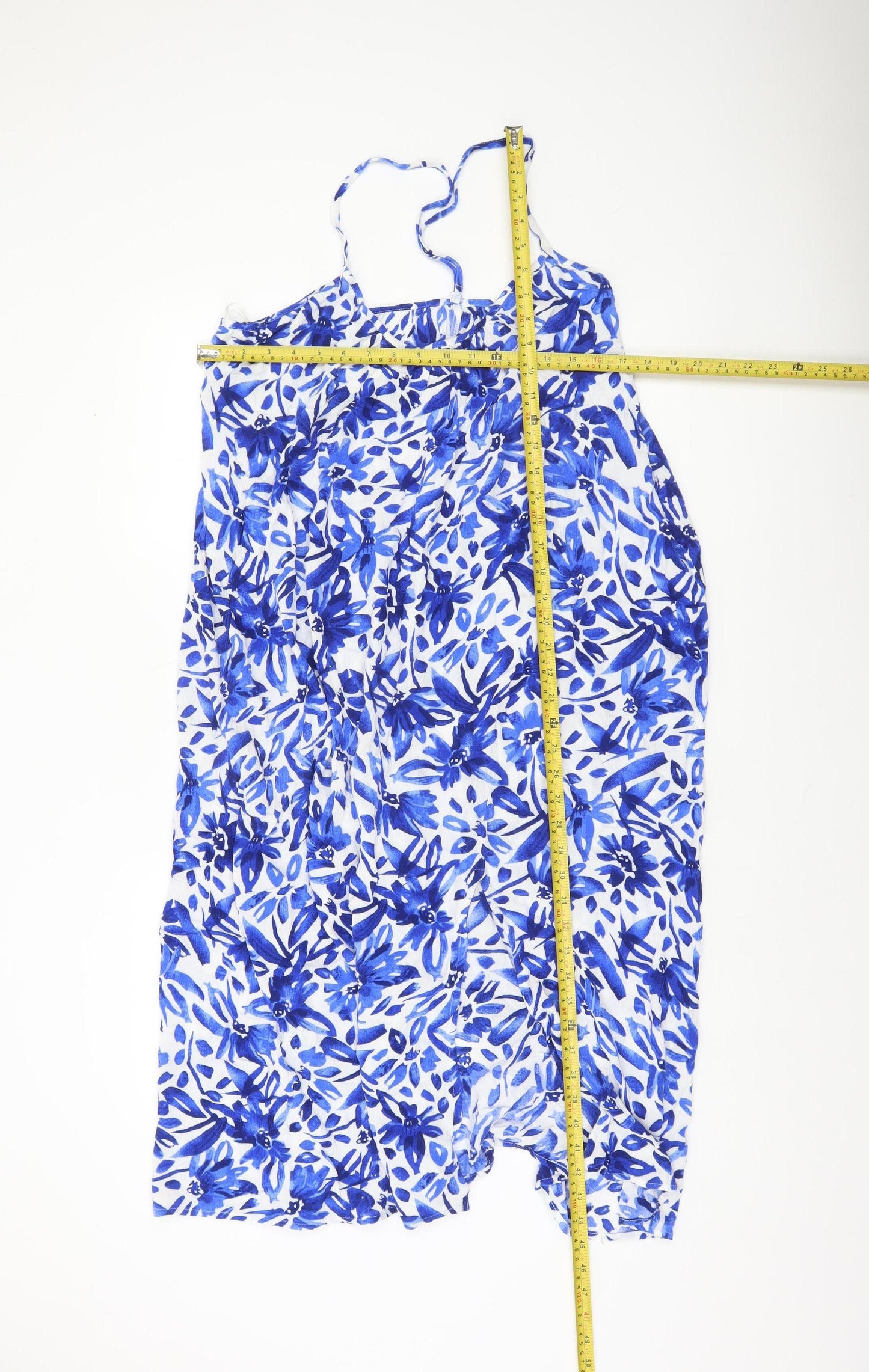 Dunnes Stores Womens Blue Floral Viscose Slip Dress Size 20