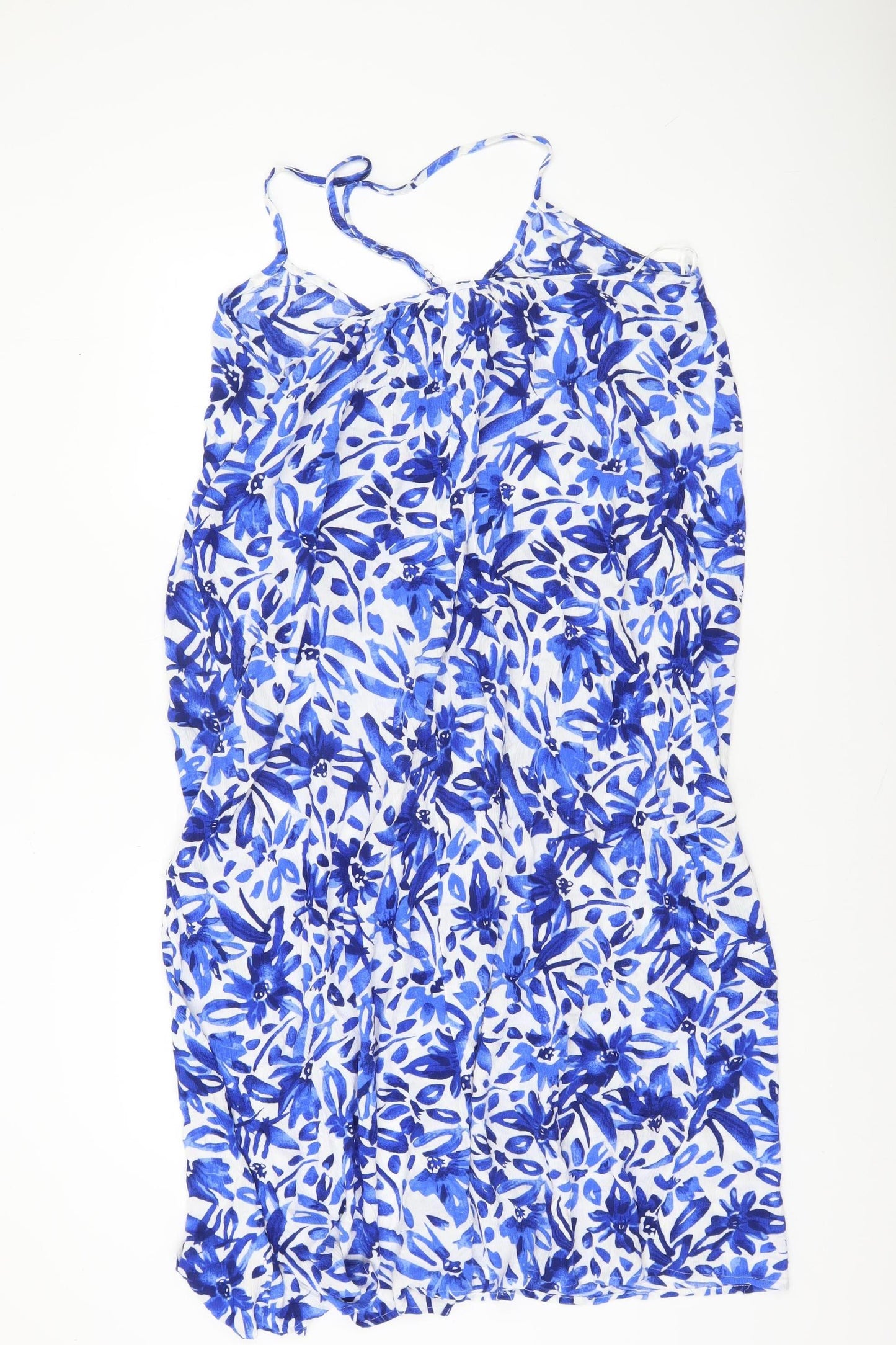 Dunnes Stores Womens Blue Floral Viscose Slip Dress Size 20