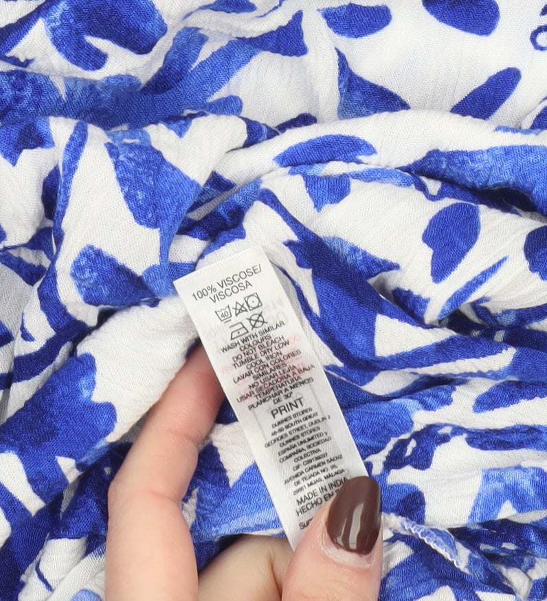 Dunnes Stores Womens Blue Floral Viscose Slip Dress Size 20