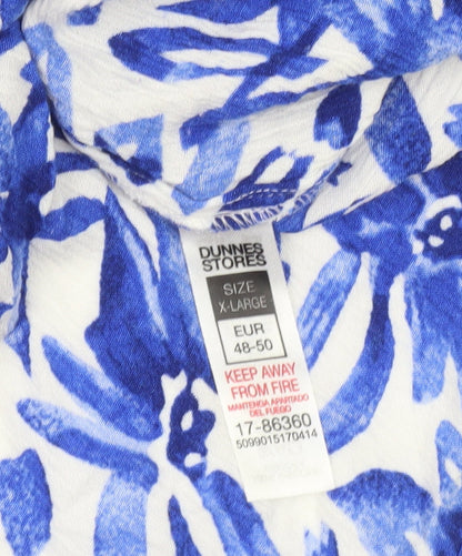 Dunnes Stores Womens Blue Floral Viscose Slip Dress Size 20