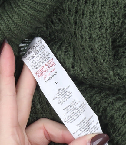 Boohoo Women’s Green Long Sleeve Belted Jumper Dress L