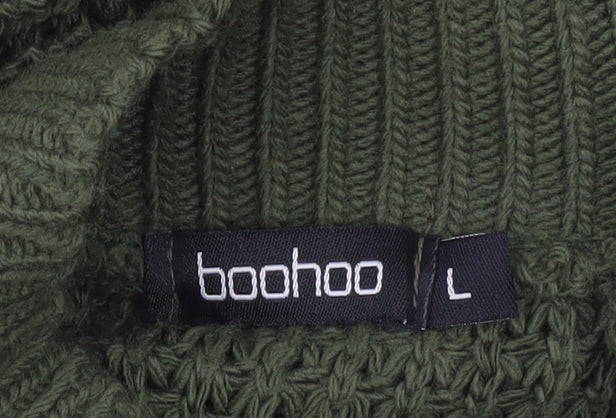 Boohoo Women’s Green Long Sleeve Belted Jumper Dress L