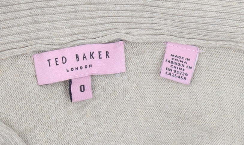 Womens UK Size XS Ted Baker Beige Cardigan Jumper