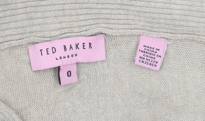 Womens UK Size XS Ted Baker Beige Cardigan Jumper