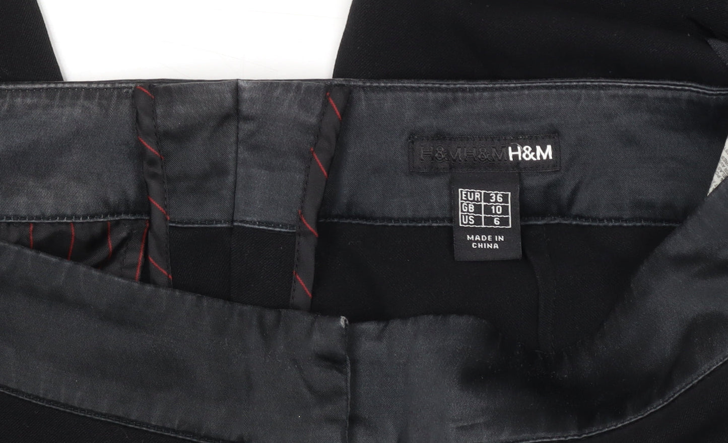 Womens UK Size 10 H&M Regular Fit Dress Pants Black Trousers