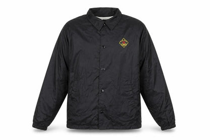 PASS PORT Women's Black Nylon Coach Jacket Size L Embroidered Logo