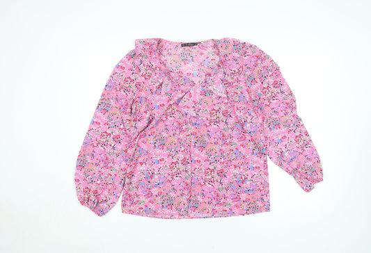 Womens UK Size S Dunnes Stores Pink Wrap Blouse