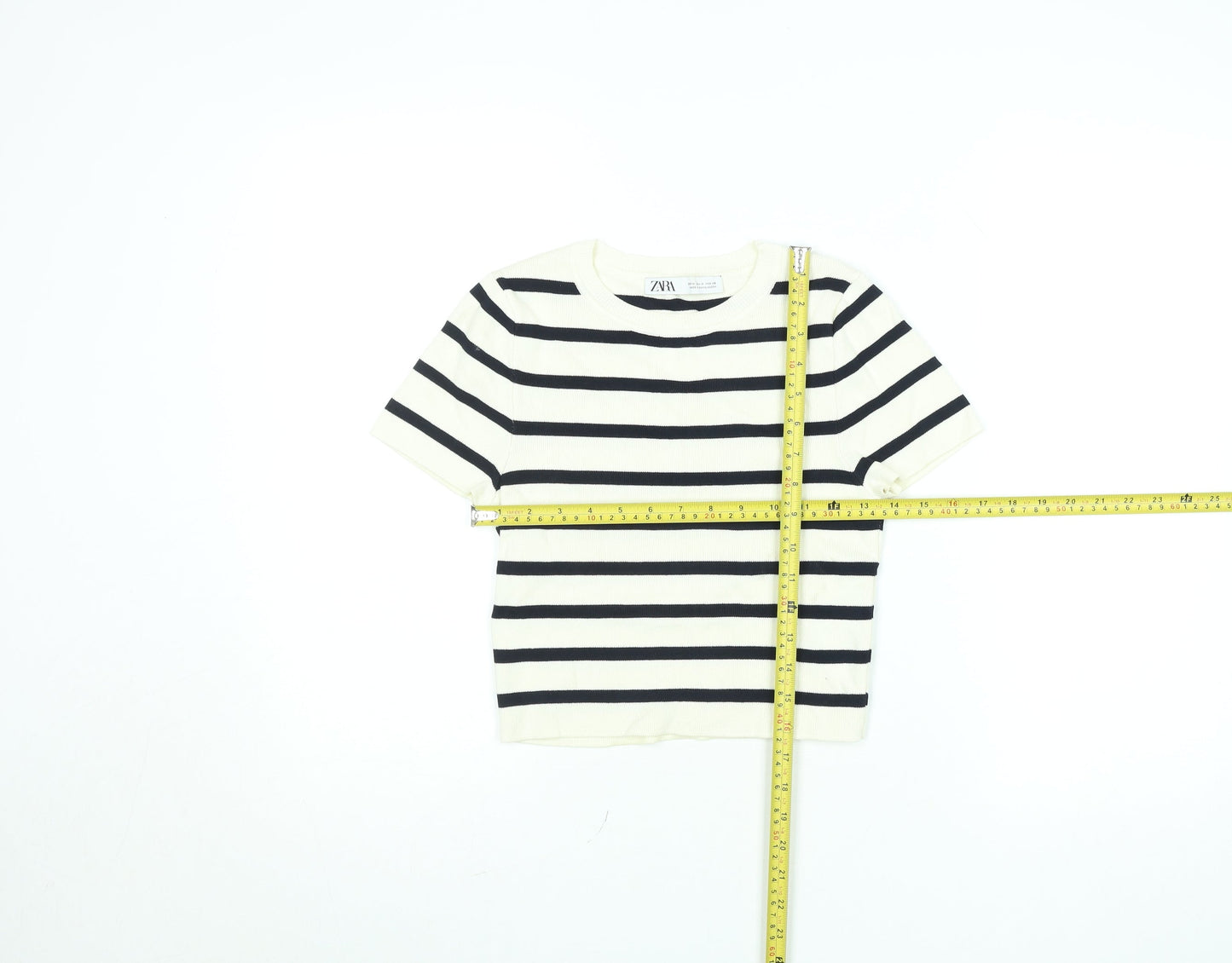 Womens UK Size M Zara White Cropped T-Shirt
