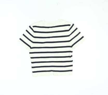 Womens UK Size M Zara White Cropped T-Shirt