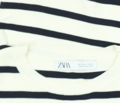 Womens UK Size M Zara White Cropped T-Shirt
