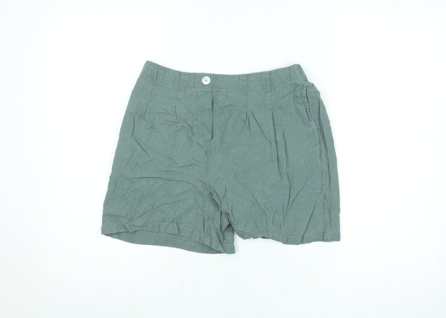 Vero Moda Women’s Green Linen Blend Pleated Chino Shorts Size M