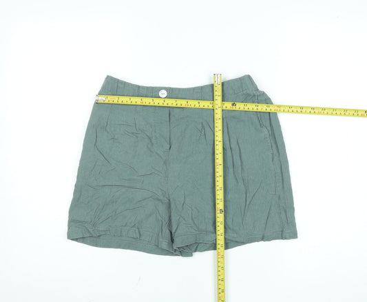 Vero Moda Women’s Green Linen Blend Pleated Chino Shorts Size M