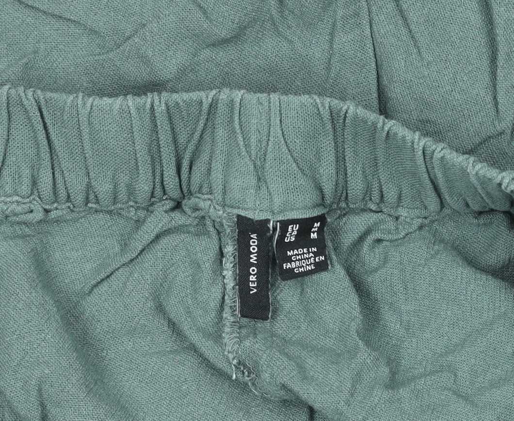 Vero Moda Women’s Green Linen Blend Pleated Chino Shorts Size M