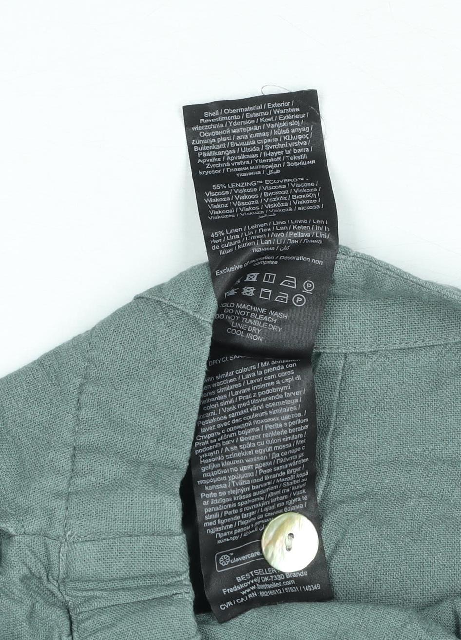 Vero Moda Women’s Green Linen Blend Pleated Chino Shorts Size M