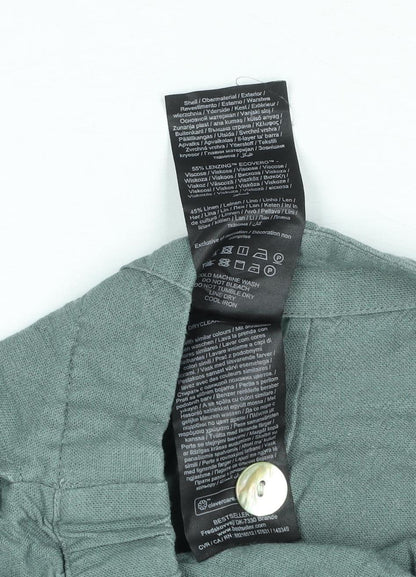 Vero Moda Women’s Green Linen Blend Pleated Chino Shorts Size M