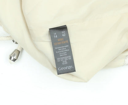 George Women’s Beige Hooded Rain Coat UK 14 Lightweight Mid-Length Jacket