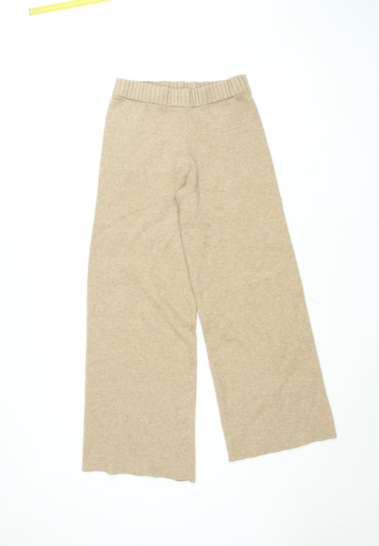 Stradivarius Women’s Beige Wide-Leg Knit Sweatpants S