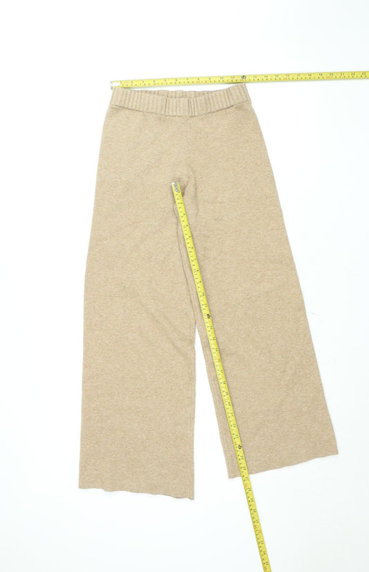 Stradivarius Women’s Beige Wide-Leg Knit Sweatpants S