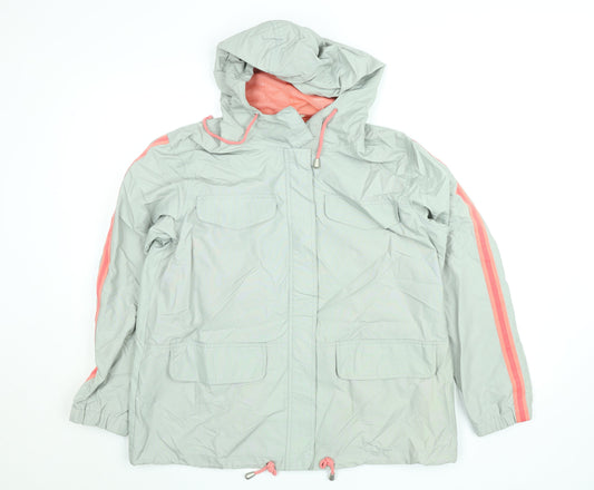 Agenda Women's Grey Hooded Anorak Jacket Size 16 Lightweight Nylon