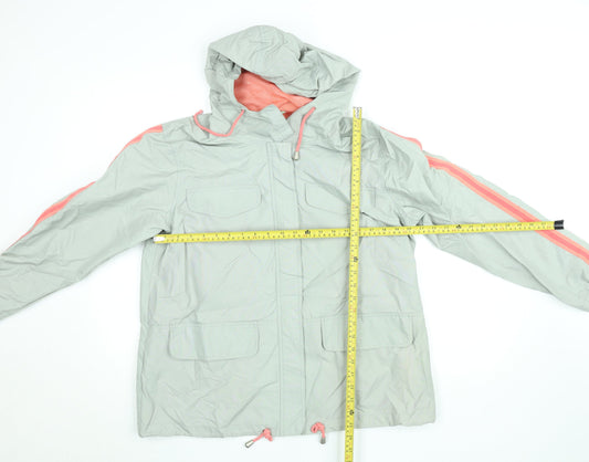 Agenda Women's Grey Hooded Anorak Jacket Size 16 Lightweight Nylon