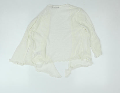 BM Collection Women's Ivory Open-Knit Ruffle Cardigan XS