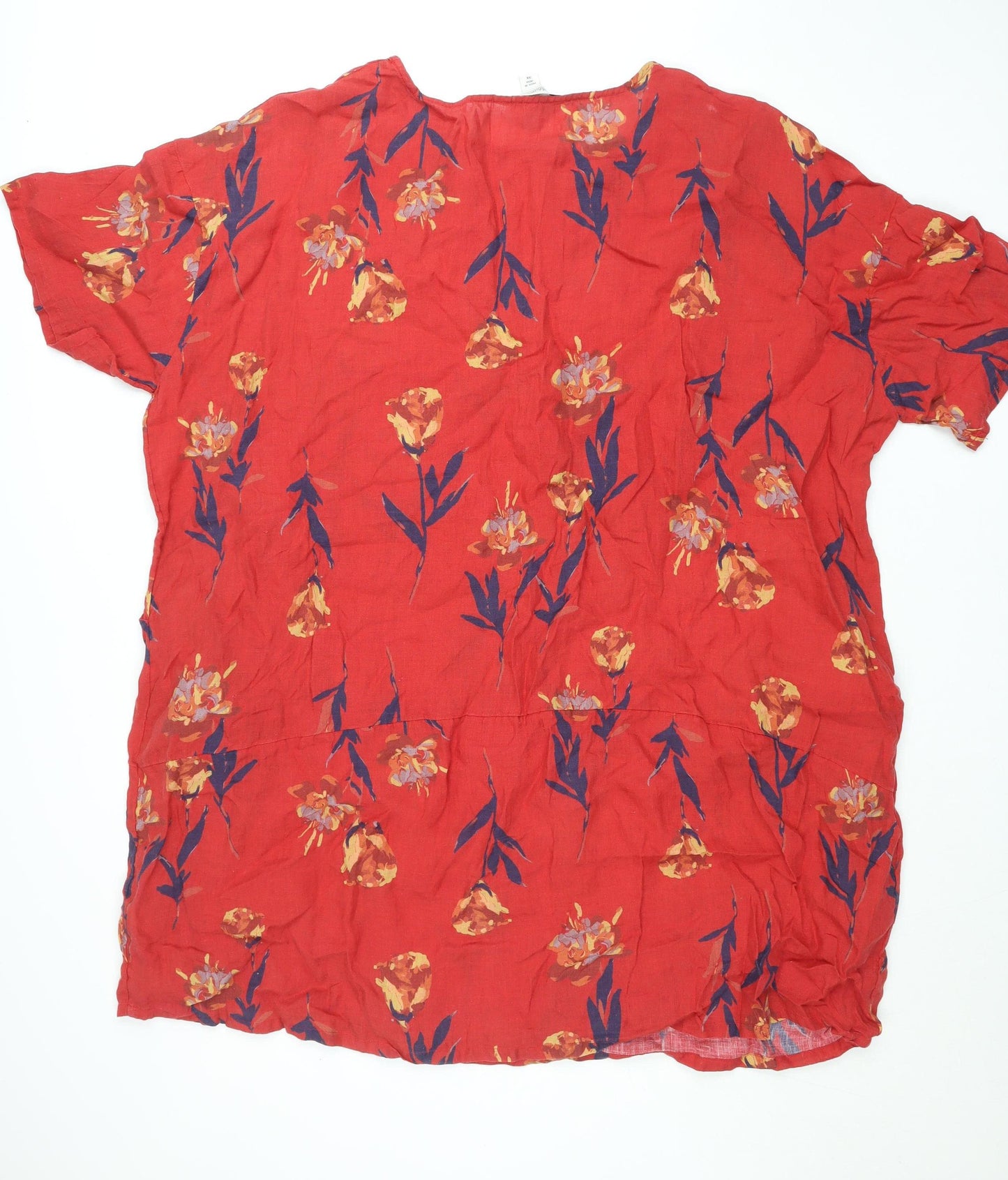 Womens UK Size 3XL Coldwater Creek Red Tunic Blouse