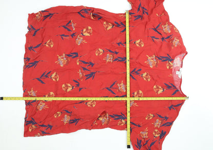 Womens UK Size 3XL Coldwater Creek Red Tunic Blouse