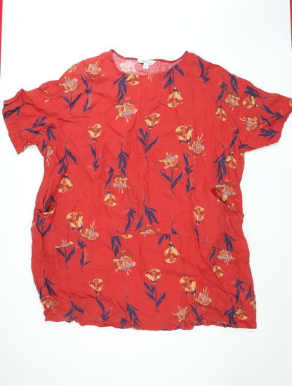 Womens UK Size 3XL Coldwater Creek Red Tunic Blouse