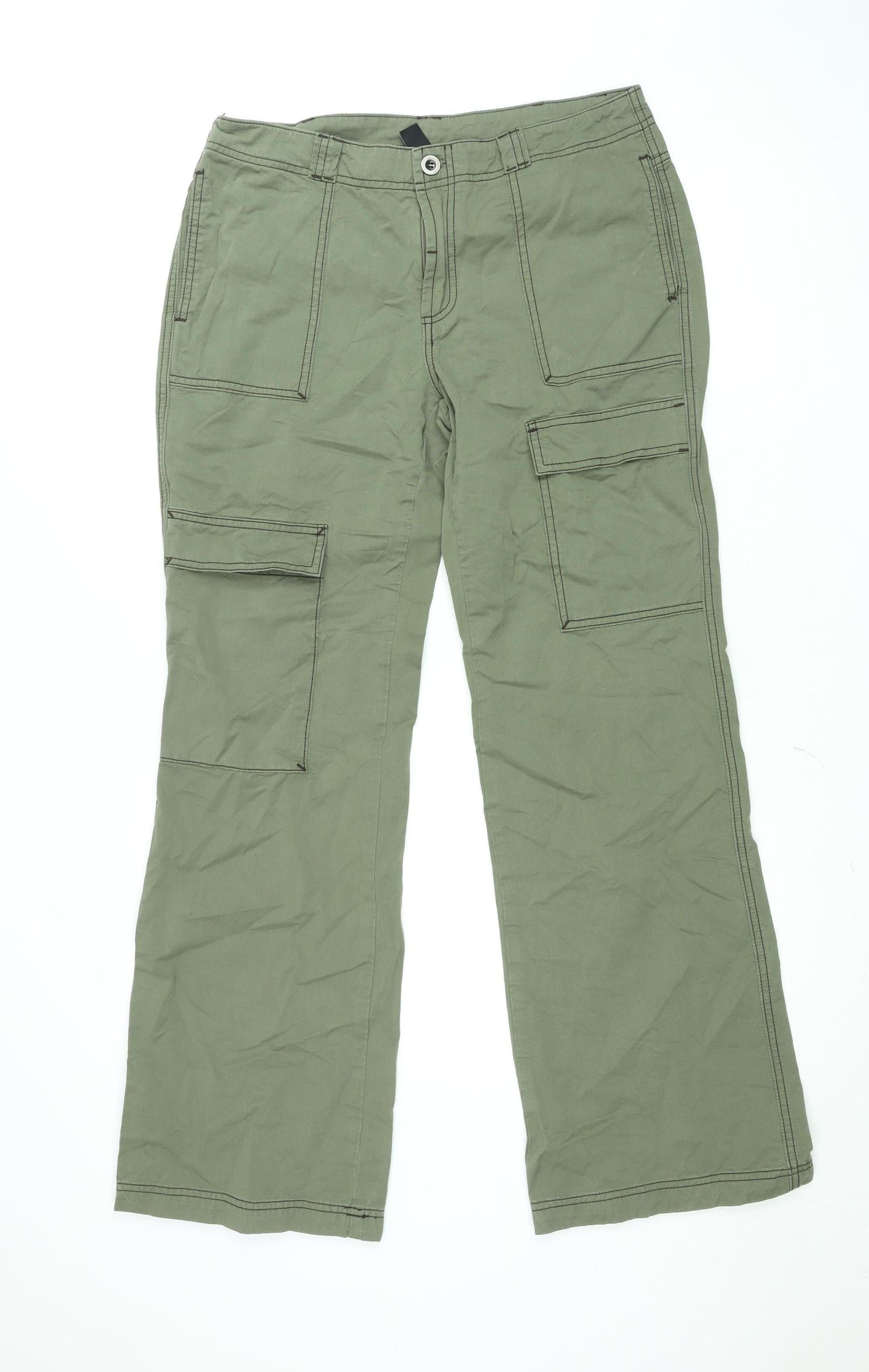 Cider Womens Green Cargo Trousers L Pocket Utility Workwear Pants