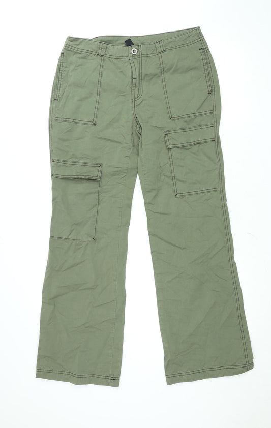 Cider Womens Green Cargo Trousers L Pocket Utility Workwear Pants