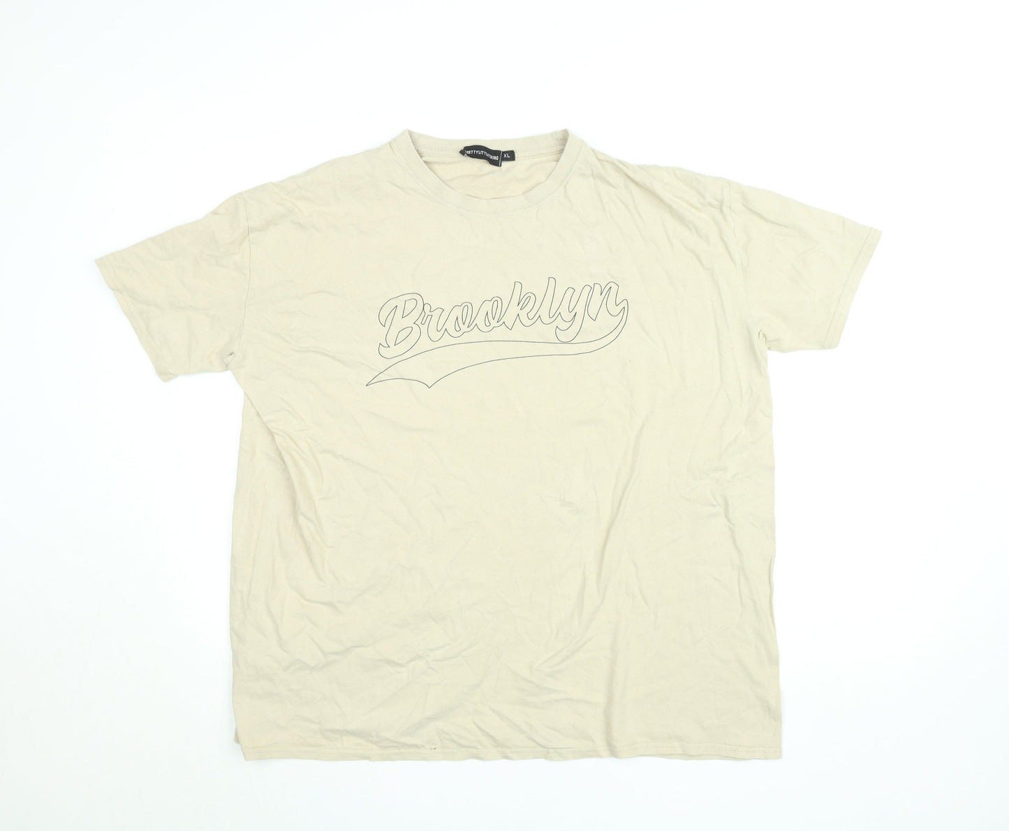 PrettyLittleThing Women’s Beige XL Brooklyn Graphic T-Shirt