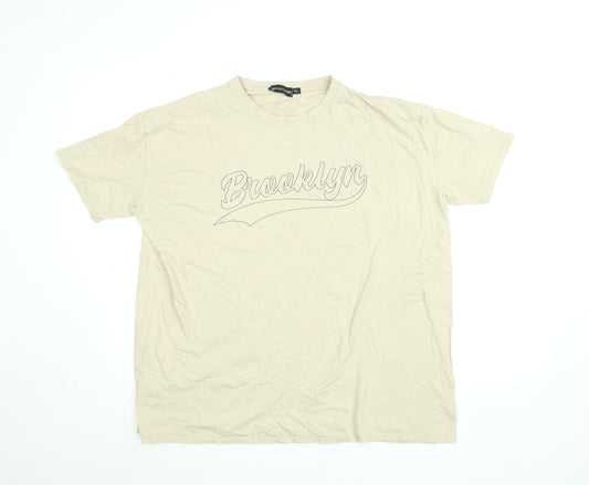PrettyLittleThing Women’s Beige XL Brooklyn Graphic T-Shirt