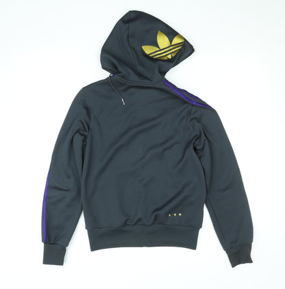 Adidas Womens Black Hooded Track Jacket Size 12 Full Zip