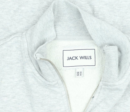 Womens UK Size 12 Jack Wills Grey Henley Sweatshirt