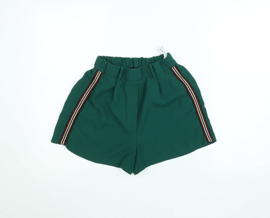 Bershka Women’s Green Striped Casual Shorts Size S