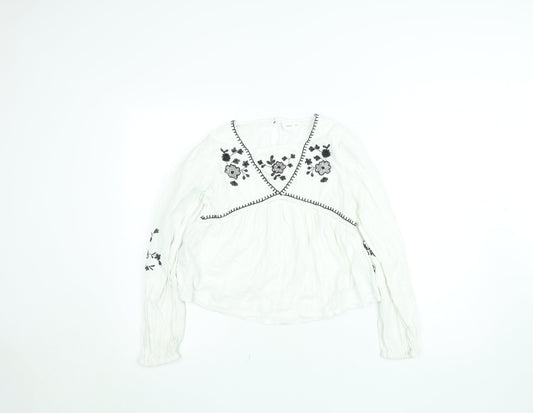 Girls UK Size 12 Years Mango White Peasant Blouse