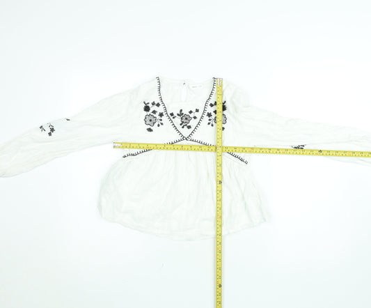 Girls UK Size 12 Years Mango White Peasant Blouse