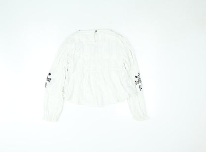 Girls UK Size 12 Years Mango White Peasant Blouse