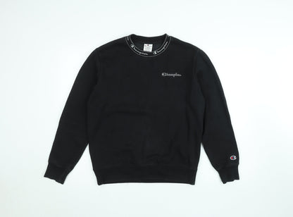 Champion Women Black XS Pullover Sweatshirt Crew Neck Logo Fleece