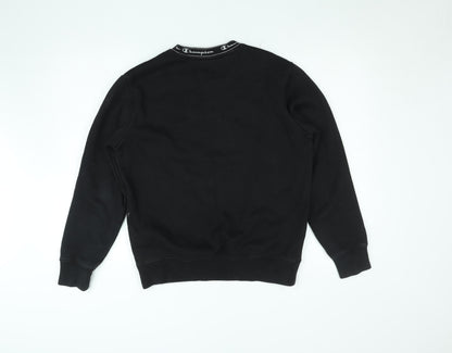 Champion Women Black XS Pullover Sweatshirt Crew Neck Logo Fleece